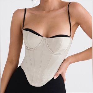 HOUSE OF CB 'Luette' Beige Satin Underwired Corset/Size S